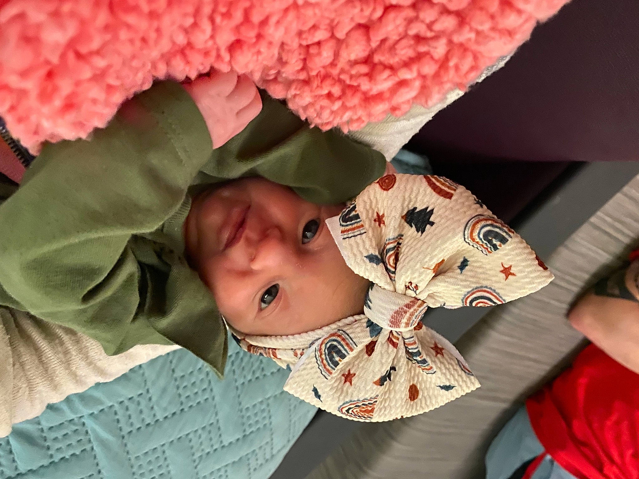 Harper Jo joined the competition — help win amazing prizes! baby, baby_products, baby_sleeping, baby_toddler_clothing, bedtime, cap, carmine, child, comfort, fashion_accessory, finger, fun, happy, headgear, headwear, linens, person, petal, pink, room