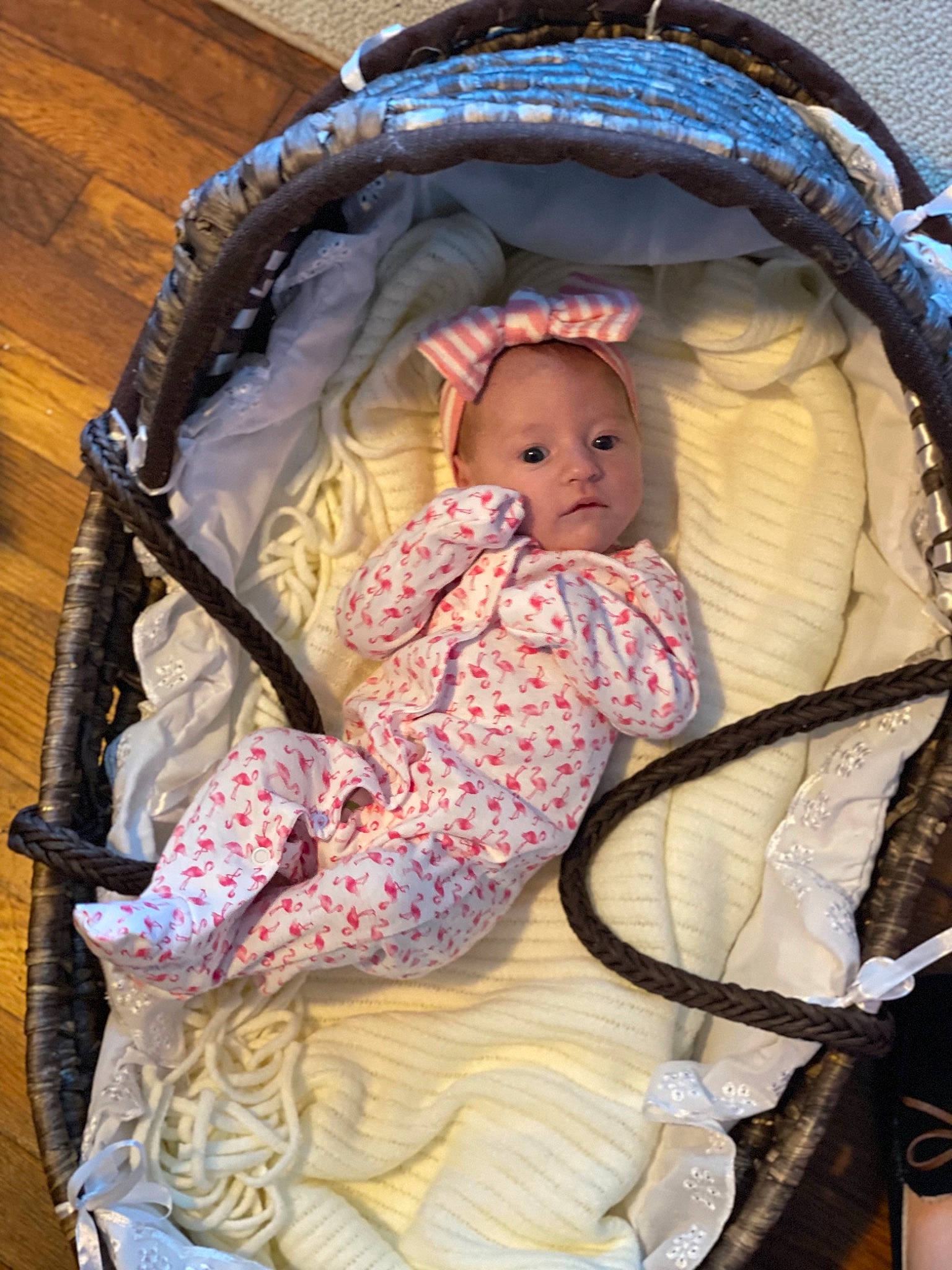 Harper Jo joined the competition — help win amazing prizes! baby, baby_carriage, baby_products, baby_safety, baby_toddler_clothing, chair, cheek, child, comfort, doll, eye, fun, head, infant_bed, iris, person, pink, sitting, skin, toddler