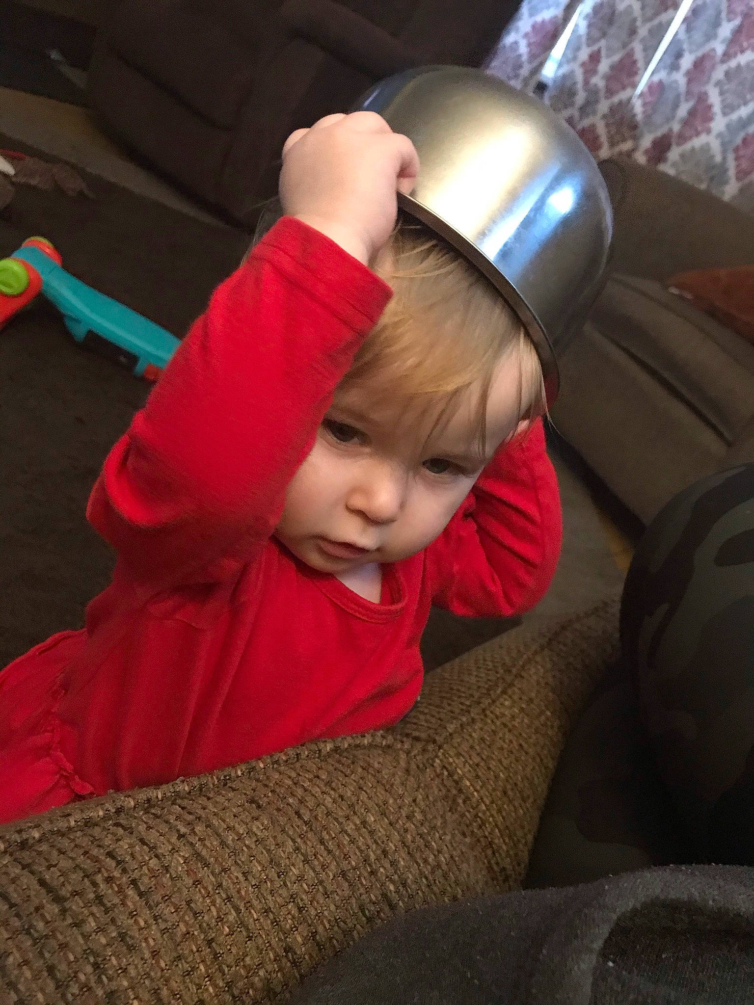 Alice joined the competition — help win amazing prizes! baby, cap, car_seat, child, comfort, fashion_accessory, finger, flash_photography, flooring, fun, helmet, leisure, magenta, mouth, person, personal_protective_equipment, play, room, sitting, toddler