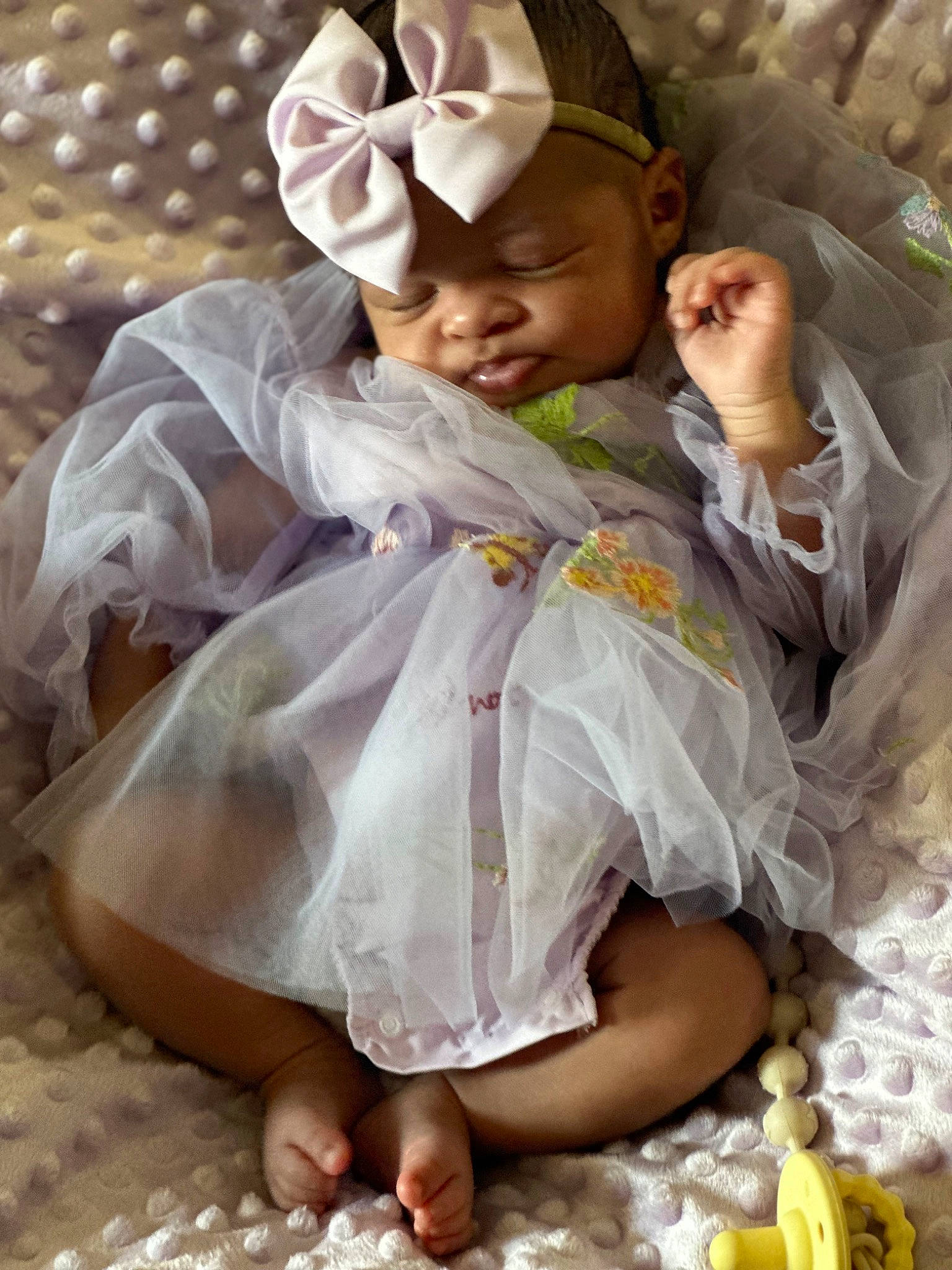 Sakani joined the competition — help win amazing prizes! baby, baby_toddler_clothing, cap, child, comfort, dress, fun, happy, headwear, linens, pattern, peach, person, photograph, sitting, sleeve, toddler, white