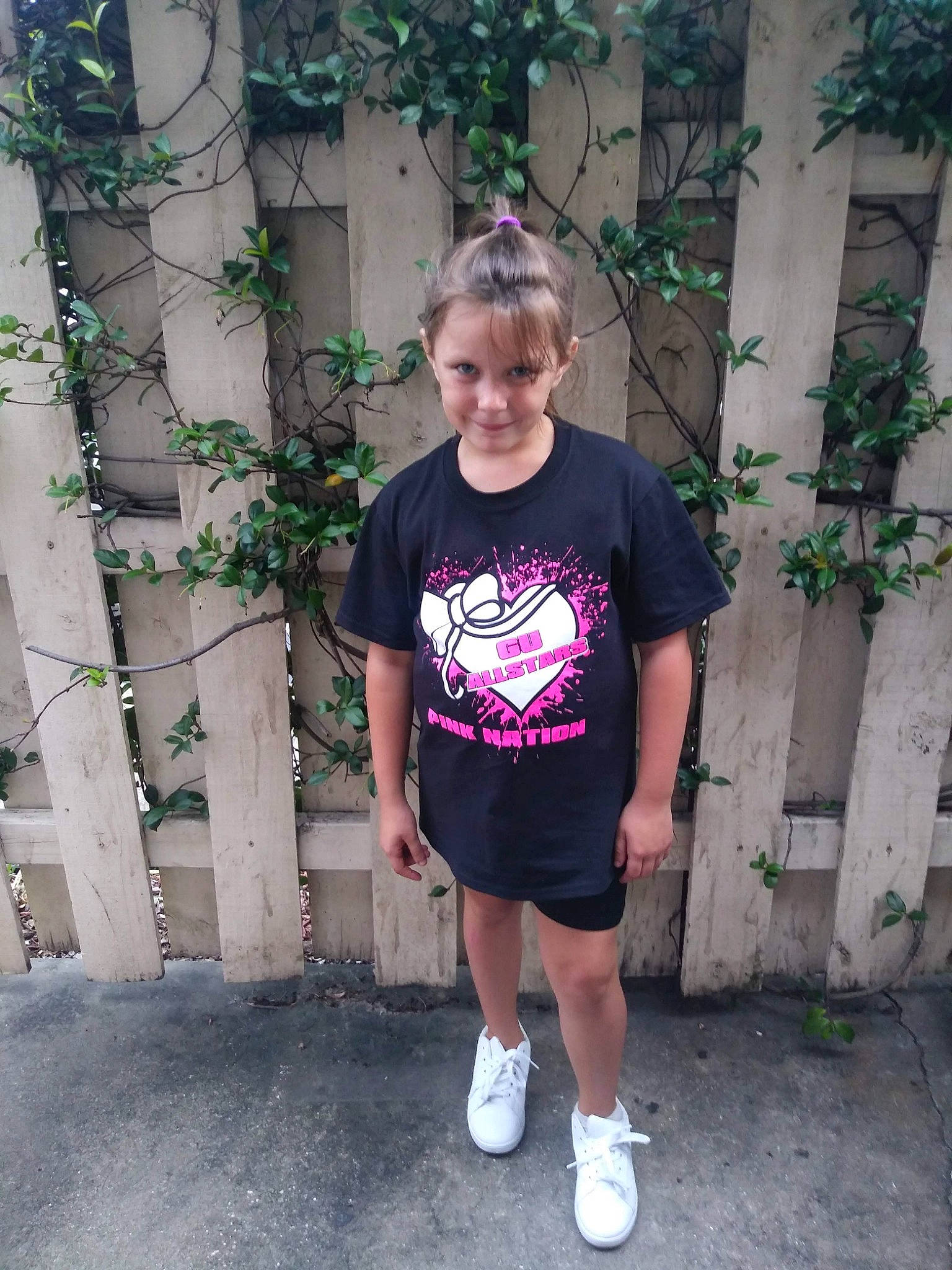 Myleigh joined the competition — help win amazing prizes! child, clothing, cool, day, footwear, fun, girl, jeans, joy, outerwear, person, plant, public_space, recreation, shoe, shorts, shoulder, snapshot, standing, t_shirt