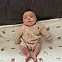 Kai joined the competition — help win amazing prizes! baby, infant, knitted_clothing, beige, blanket, sheep_pattern, soft_texture, lying_down, cute, small_feet, face, head, eyes, cozy, warm, indoor, child, newborn, portrait, person
