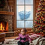 Miracle is registered to the contest to win money with this photo: baby, black_bow, blanket, candle, child, christmas_tree, cozy, decorations, festive, fireplace, holiday_decor, indoor, leopard_print, mountain, pillow, snow, warm, window, wood_floor, wreath