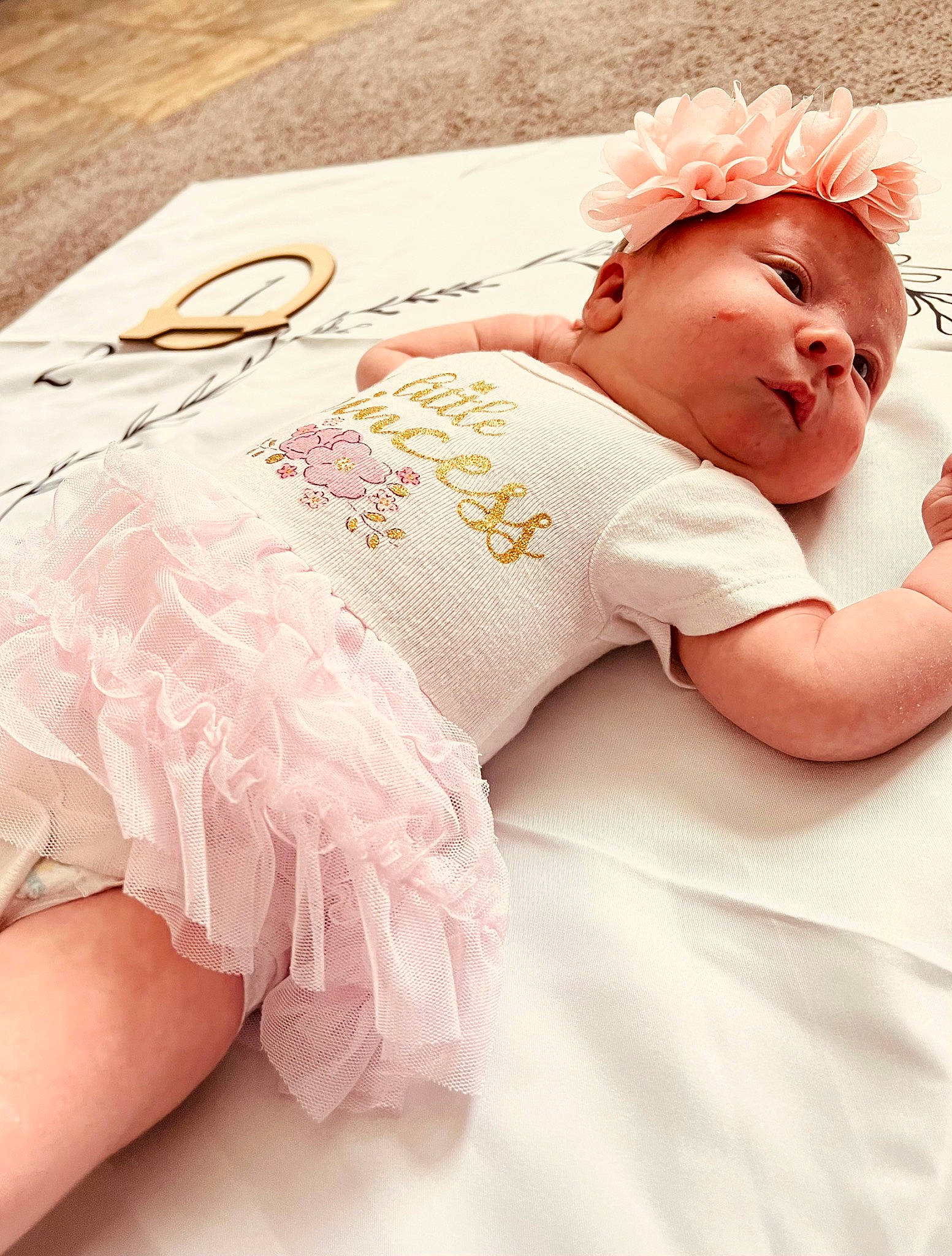 Lila joined the competition — help win amazing prizes! baby, baby_sleeping, baby_toddler_clothing, bridal_accessory, child, comfort, embellishment, finger, flower, hair_accessory, happy, headband, headgear, headpiece, linens, magenta, person, petal, pink, skin