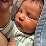 Mikah is registered to the contest to win money with this photo: baby, sleeping, newborn, blanket, onesie, infant, hand, fist, cute, soft, cozy, child, peaceful, face, portrait, closeup, resting, skin, hair, indoors