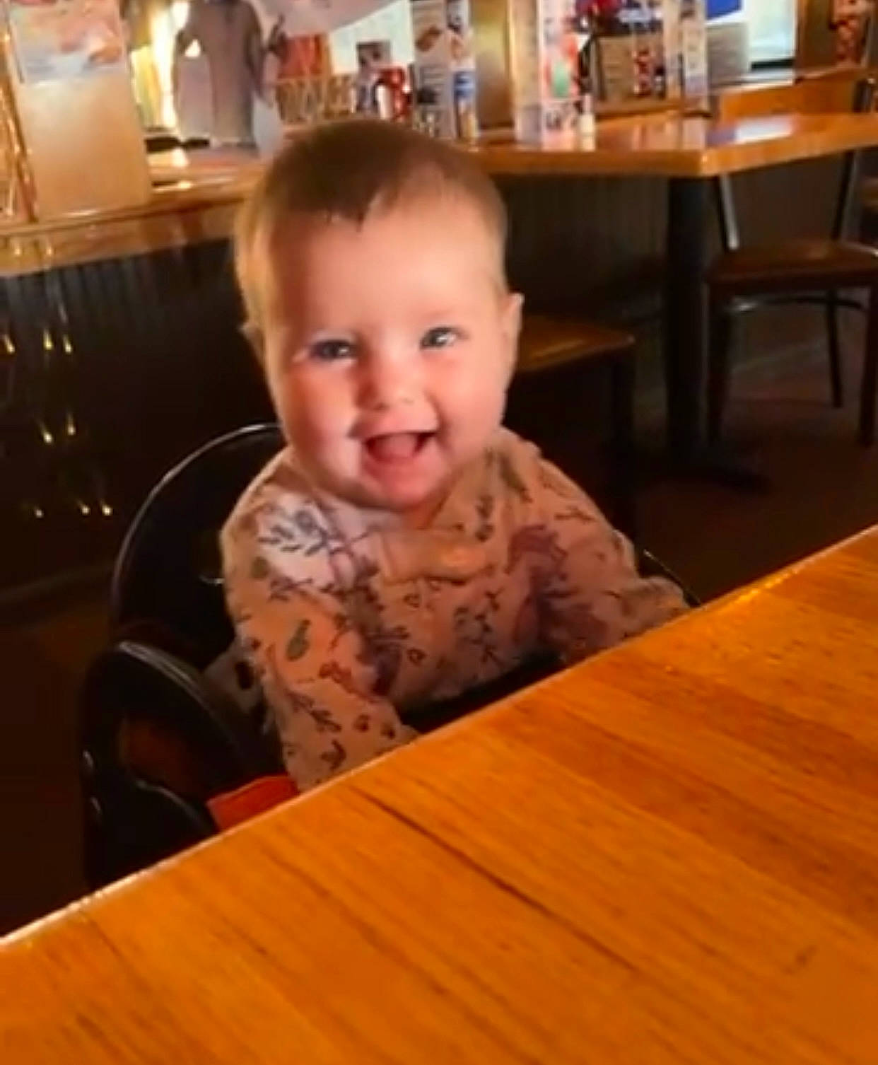 Athena joined the competition — help win amazing prizes! baby, chair, cheek, child, floor, flooring, fun, furniture, happy, hardwood, person, plywood, room, sitting, smile, t_shirt, table, toddler, varnish, wood