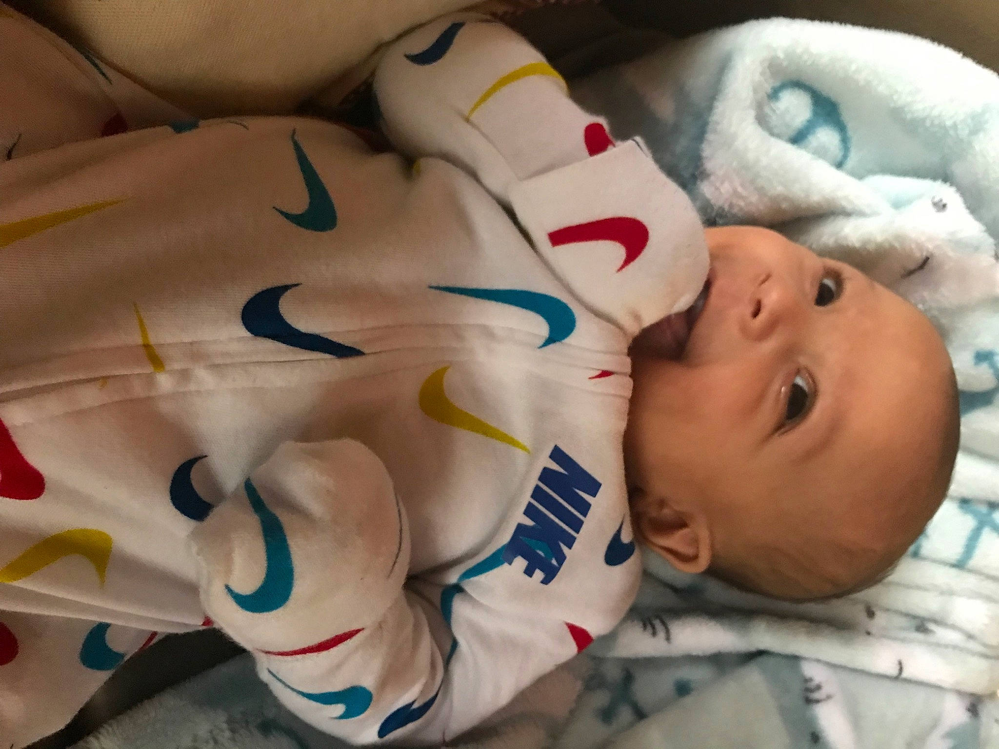 Malcolm joined the competition — help win amazing prizes! baby, baby_toddler_clothing, cheek, chin, comfort, eye, eyebrow, face, facial_expression, head, human, iris, mammal, mouth, nose, organ, person, product, skin, textile