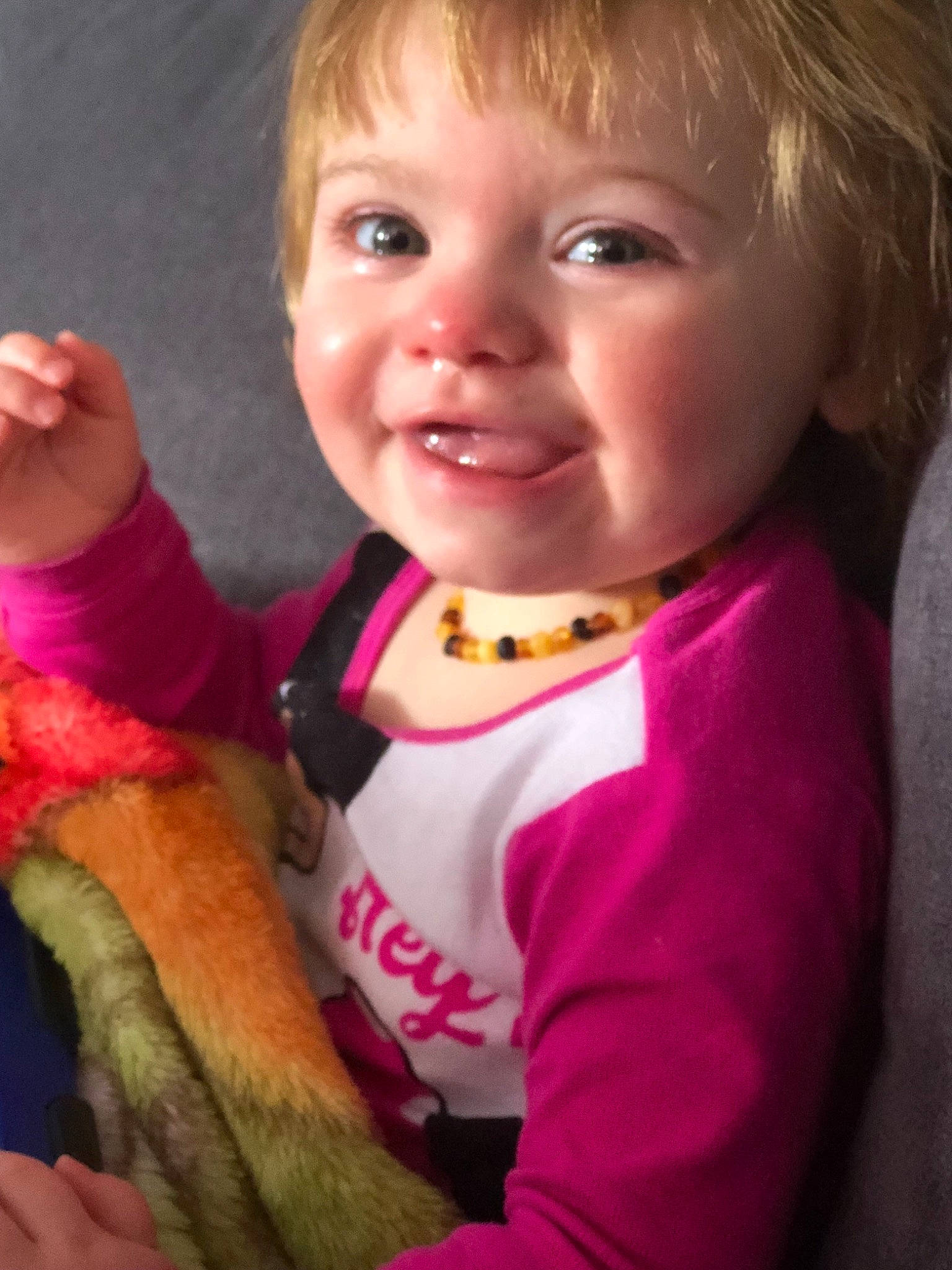 Zoey joined the competition — help win amazing prizes! baby, blond, brown_hair, cheek, child, eye, face, finger, fun, hand, iris, lip, mouth, neck, nose, person, pink, skin, smile, toddler