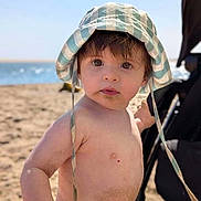 Clément participe au concours pour gagner de l'argent avec cette photo : baby, bare_chest, beach, child, curious, hat, holiday, ocean, outdoor, portrait, sand, sea, skin, stroller, summer, sunhat, sunlight, sunny, vacation, water