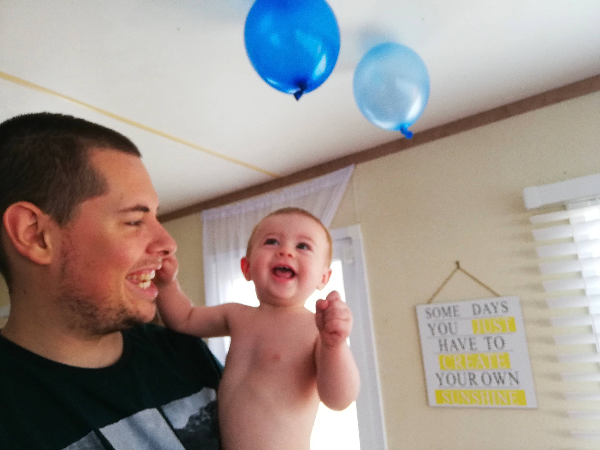 Jack joined the competition — help win amazing prizes! baby, balloon, ceiling, child, facial_expression, family, father, fun, happy, house, laugh, male, party, party_supply, people, person, room, sky, smile, toddler