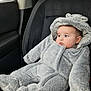 Ethan joined the competition — help win amazing prizes! baby, child, car_seat, onesie, gray, plush, cute, warm_clothing, indoors, seat, car_interior, infant, headwear, child_in_car, soft_texture, casual, side_view, looking_away, comfort, rainy_day