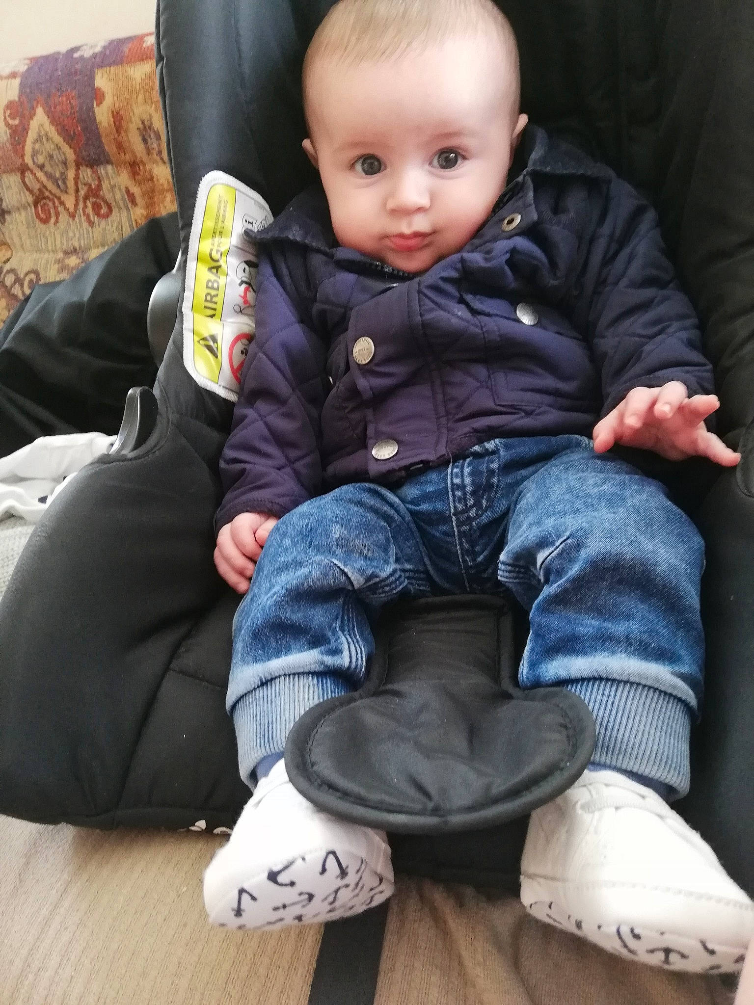 Jacksondc joined the competition — help win amazing prizes! baby, cheek, child, footwear, jeans, leg, person, shoe, sitting, smile, toddler