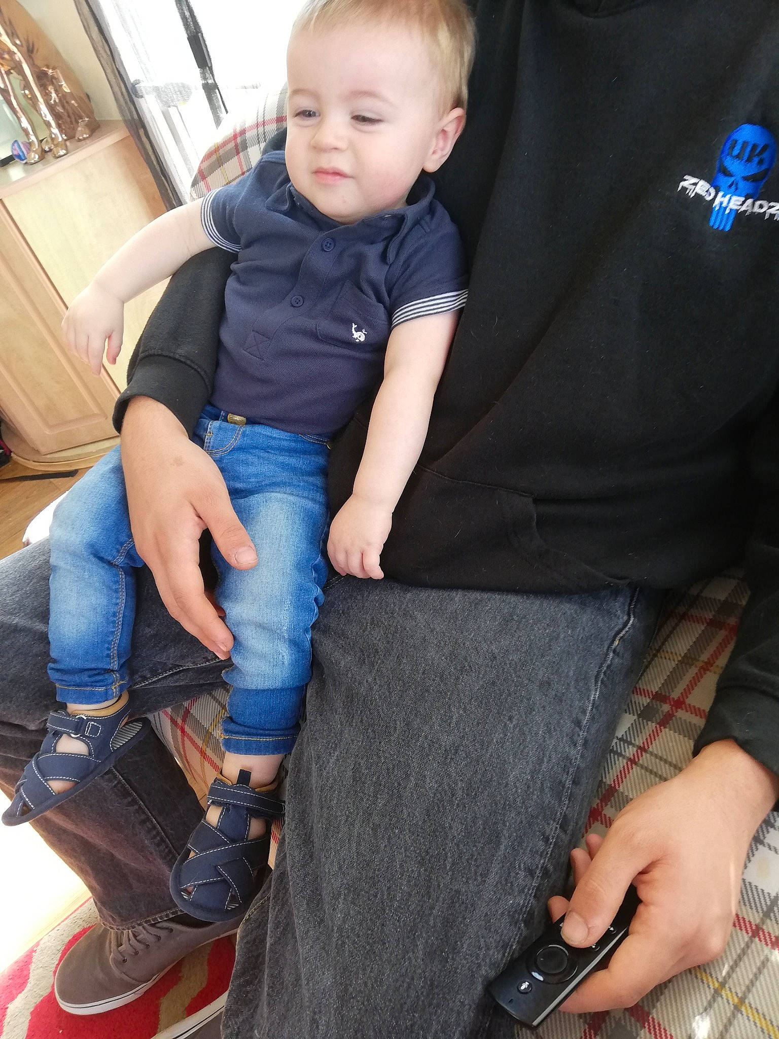 Jackson joined the competition — help win amazing prizes! child, child_model, denim, footwear, jeans, leg, male, person, shoe, sitting, skin, smile, t_shirt, textile, toddler