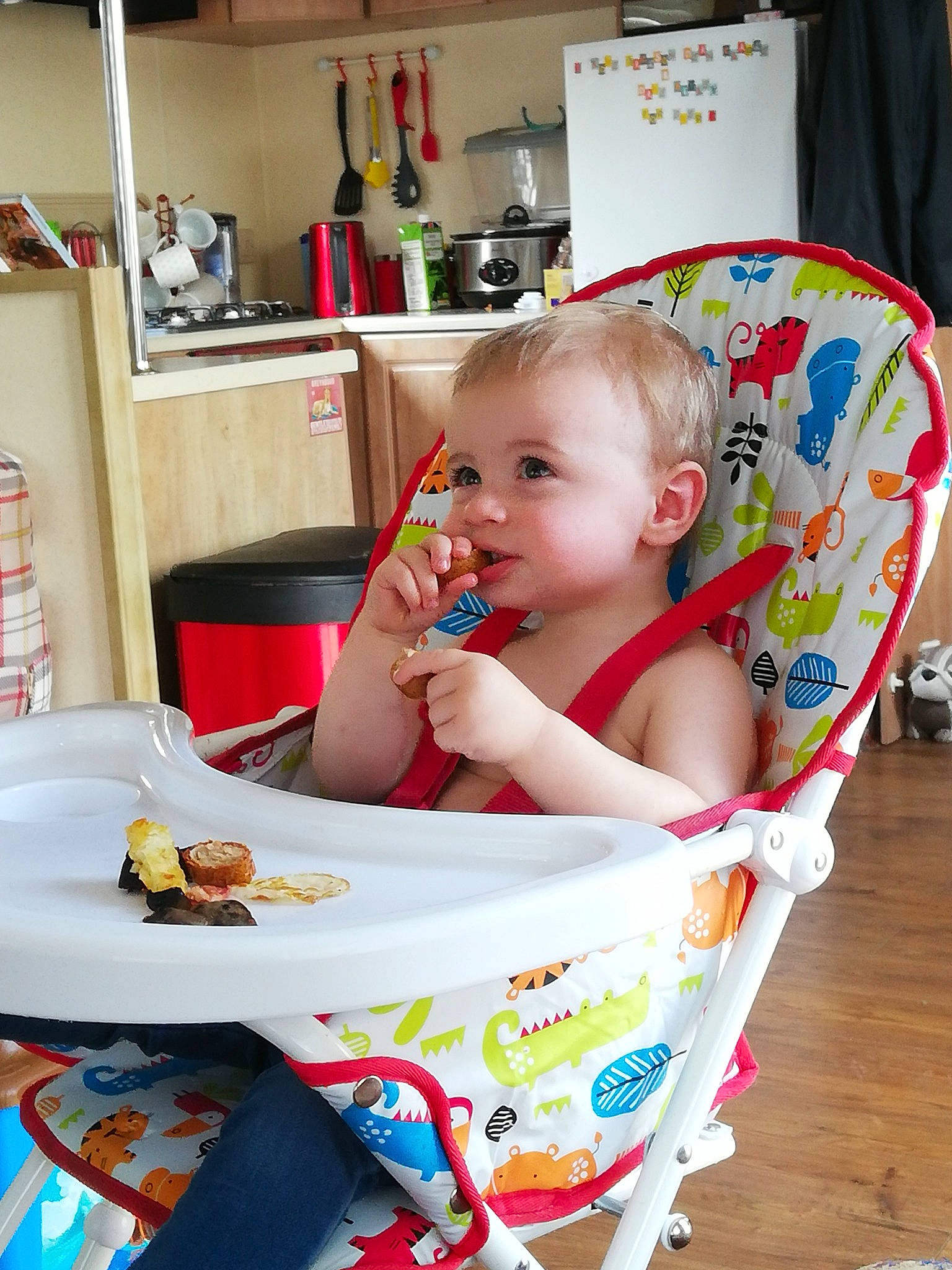 Jackson is registered to the contest to win money with this photo: baby, child, eating, food, person, play, toddler