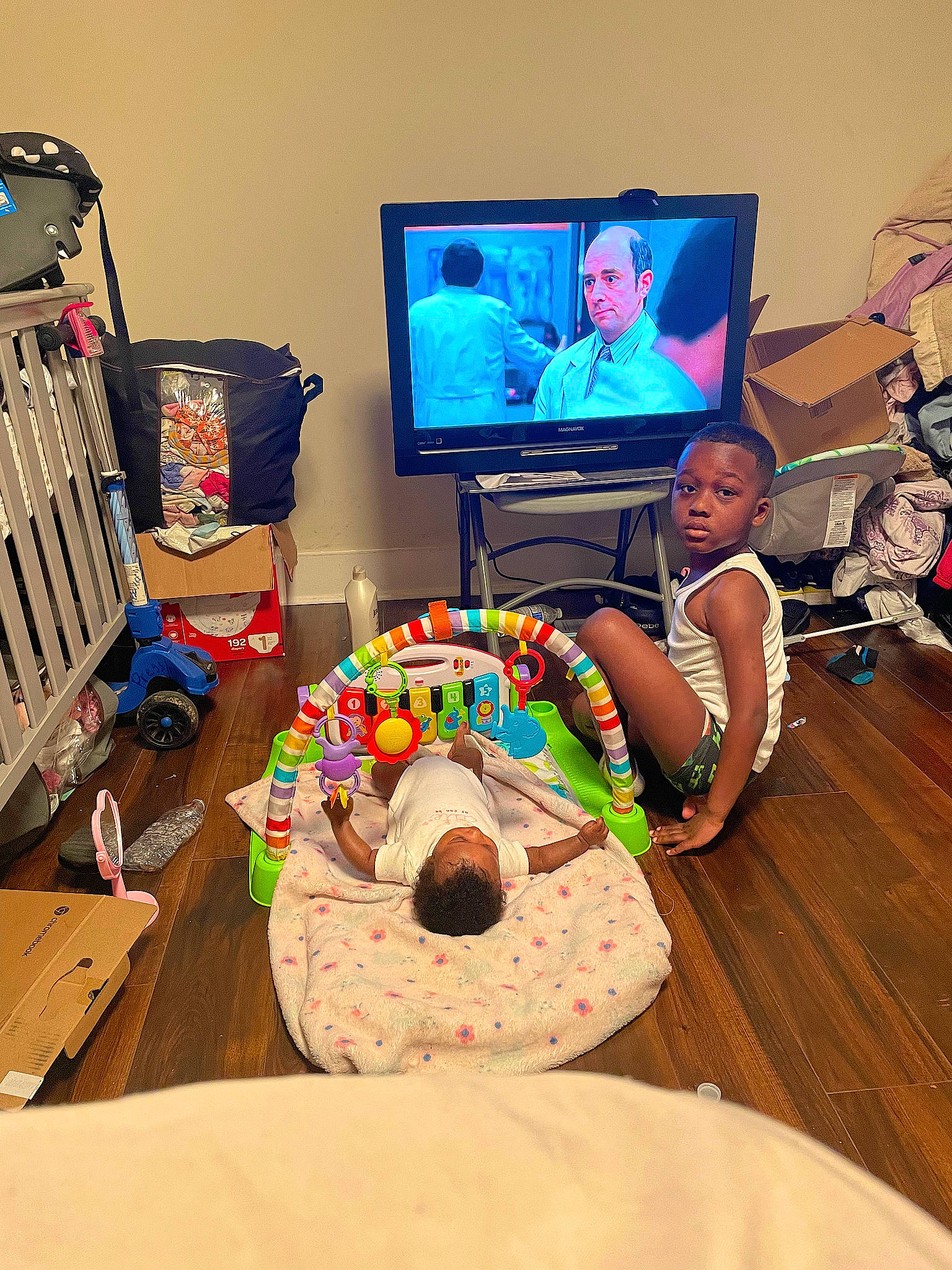 Malachi joined the competition — help win amazing prizes! audio_equipment, child, desktop_computer, display_device, entertainment, event, flat_panel_display, fun, gadget, happy, interior_design, led_backlit_lcd_display, leisure, multimedia, person, play, room, t_shirt, table, television