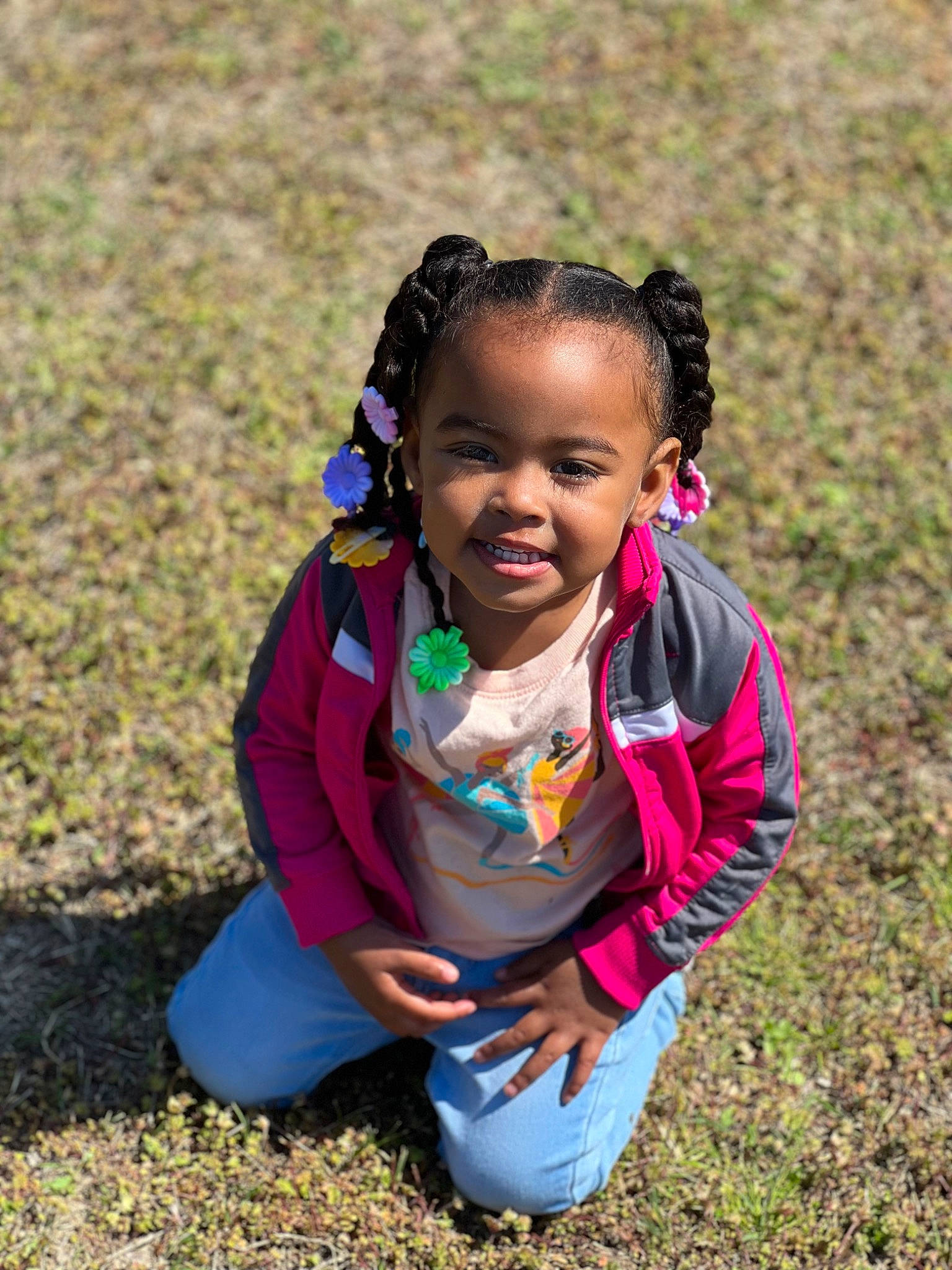 Cauri joined the competition — help win amazing prizes! audio_equipment, child, electric_blue, eye, fun, grass, happy, joy, leisure, magenta, people_in_nature, person, plant, portrait_photography, recreation, sitting, smile, soil, sunglasses, toddler