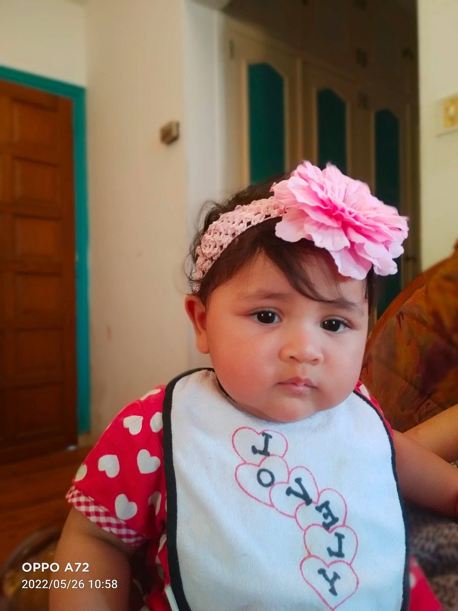 Kaycie participe au concours pour gagner de l'argent avec cette photo : baby, baby_toddler_clothing, cap, cheek, costume_hat, door, eye, eyebrow, eyelash, face, happy, headband, headgear, headpiece, lip, magenta, person, pink, skin, sleeve