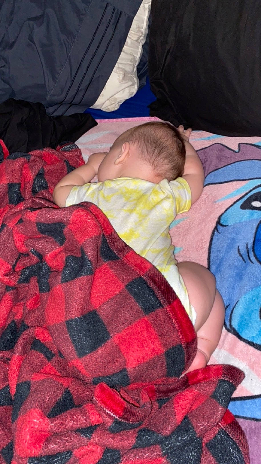 Kendrick joined the competition — help win amazing prizes! baby, baby_toddler_clothing, bedtime, carmine, child, comfort, design, linens, mammal, pattern, person, plaid, product, red, room, sleeve, tartan, textile, thigh, toddler