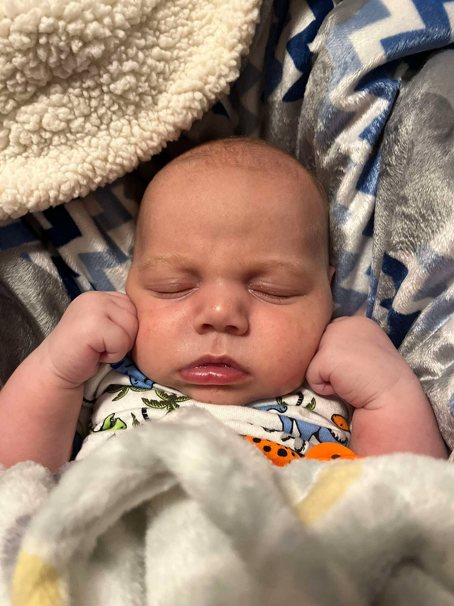 Brantley joined the competition — help win amazing prizes! baby, baby_products, baby_sleeping, baby_toddler_clothing, bedtime, cheek, child, comfort, finger, gesture, happy, iris, linens, nail, nose, pattern, person, skin, textile, thumb