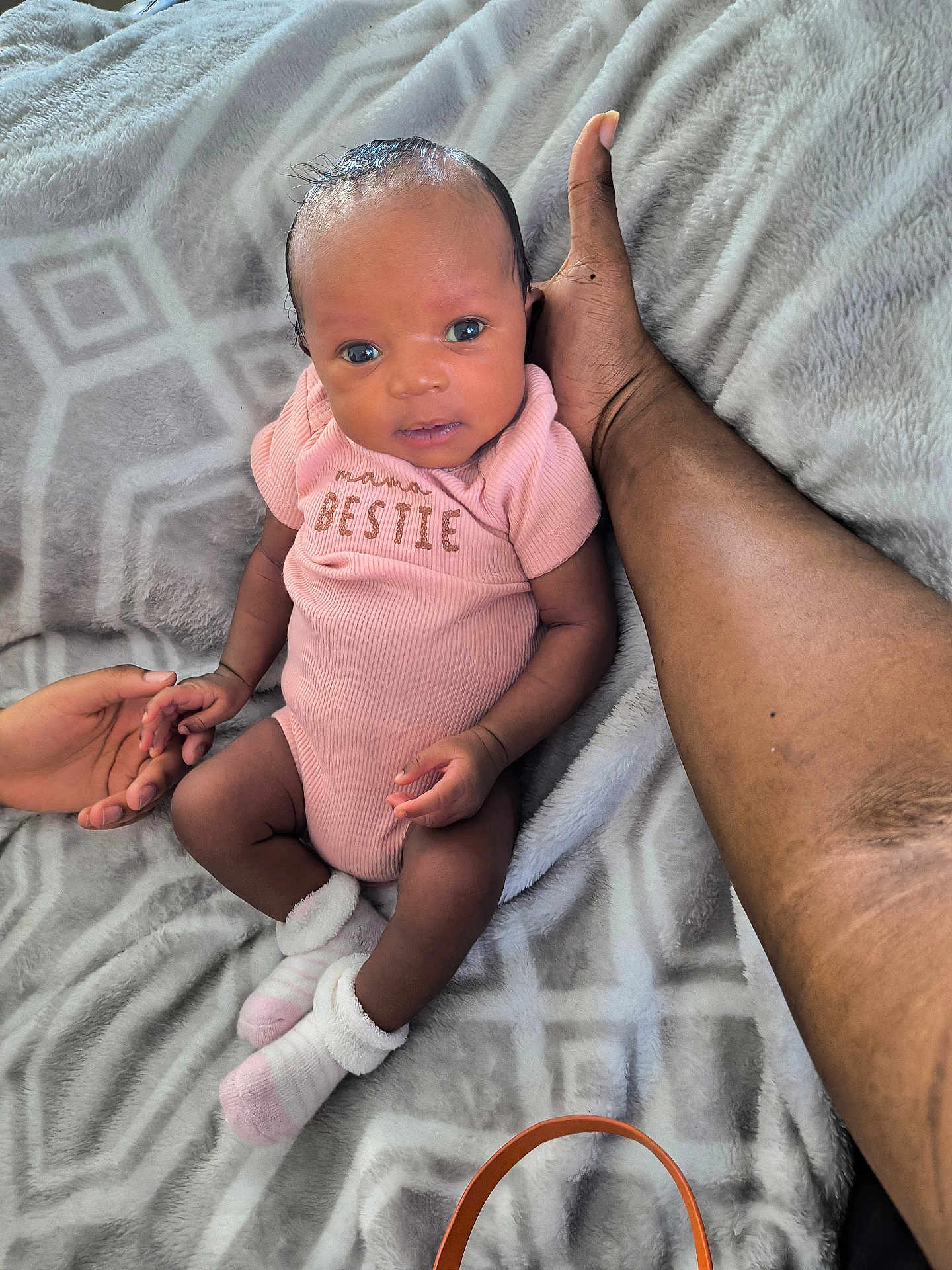 Jurneejaniya is registered to the contest to win money with this photo: baby, bed, bedroom, blanket, bodypart, clothing, couch, face, finger, furniture, hand, happy, head, hosiery, newborn, person, photography, portrait, smile, sock