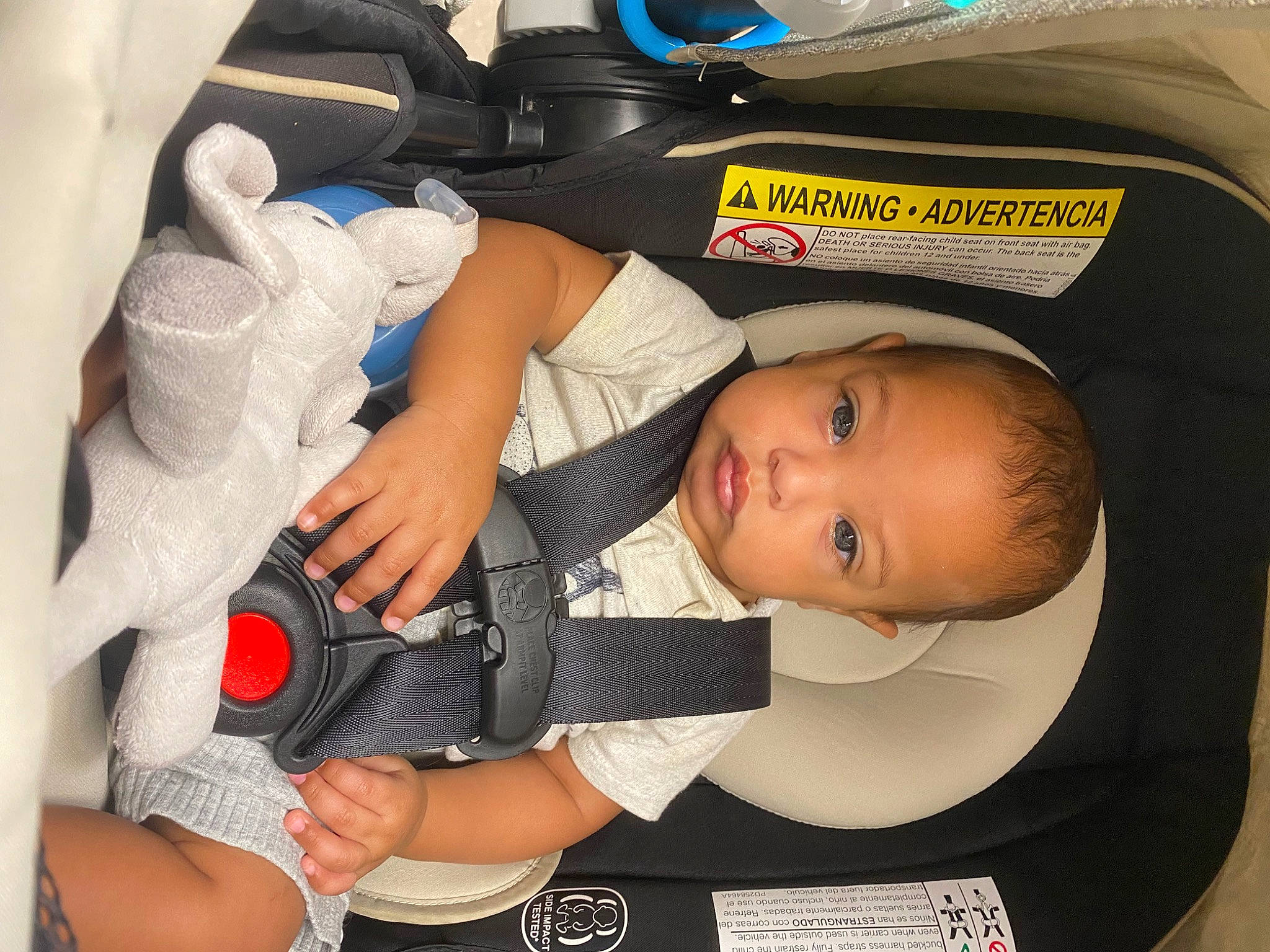 Seven is registered to the contest to win money with this photo: baby, baby_carriage, baby_products, baby_safety, baby_toddler_clothing, car_seat, carmine, child, comfort, finger, hand, person, product, thumb, toddler