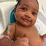 baby, bath, bubbles, child, water, foam, skin, smile, face, arm, head, person, cute, happy, indoors, toddler, wet, closeup, fun, playful