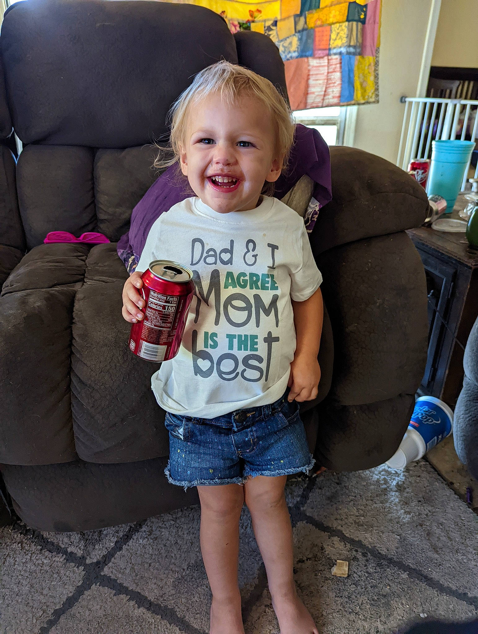 Mya joined the competition — help win amazing prizes! baby_toddler_clothing, face, finger, hair, hairstyle, happy, head, human_body, jean_short, joint, joy, leg, person, photograph, shorts, shoulder, skin, sleeve, smile, standing