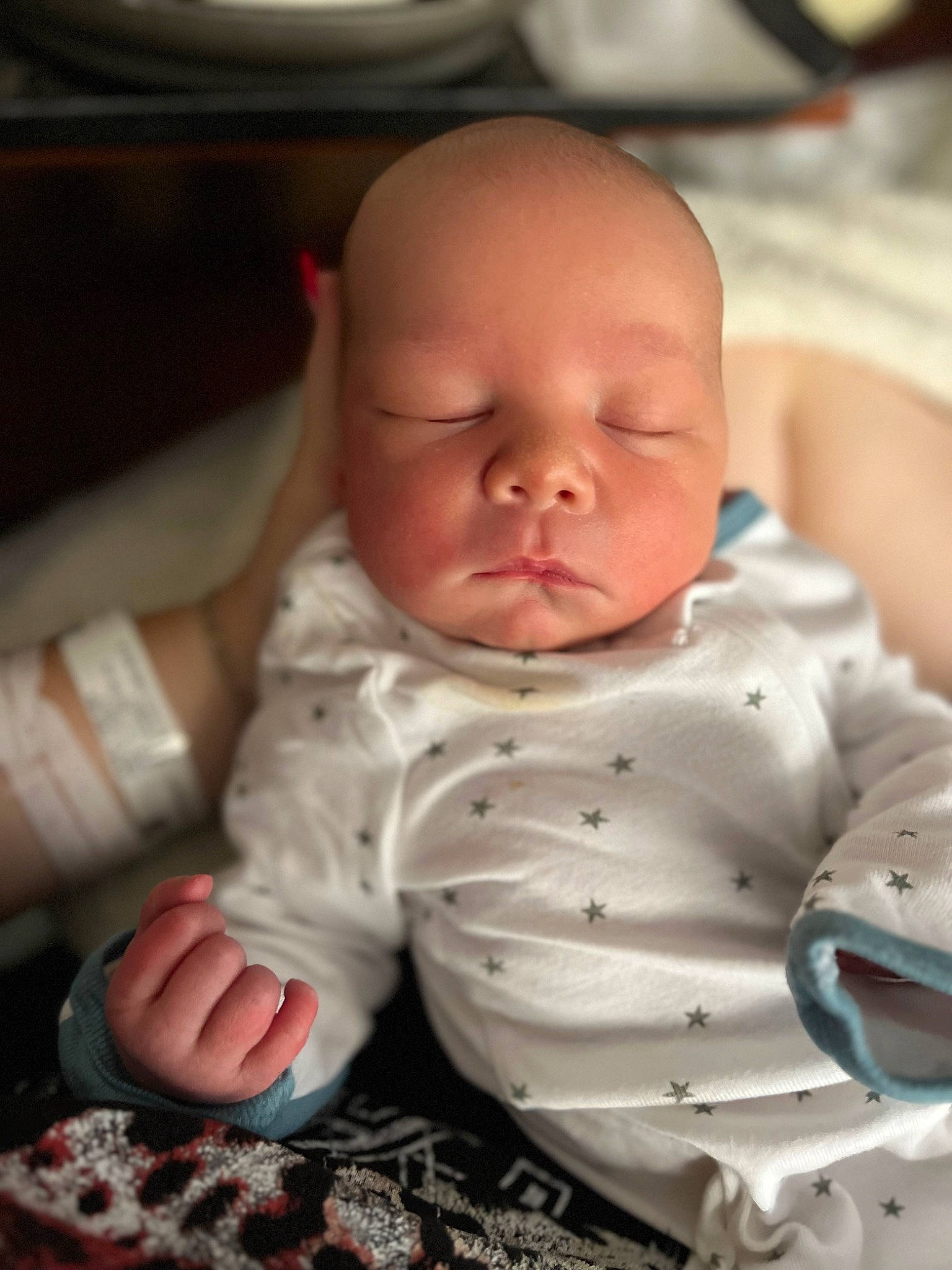 Bennett joined the competition — help win amazing prizes! baby, baby_toddler_clothing, cheek, child, chin, comfort, eye, face, facial_expression, finger, iris, linens, lip, mouth, nose, person, sitting, skin, sleeve, textile