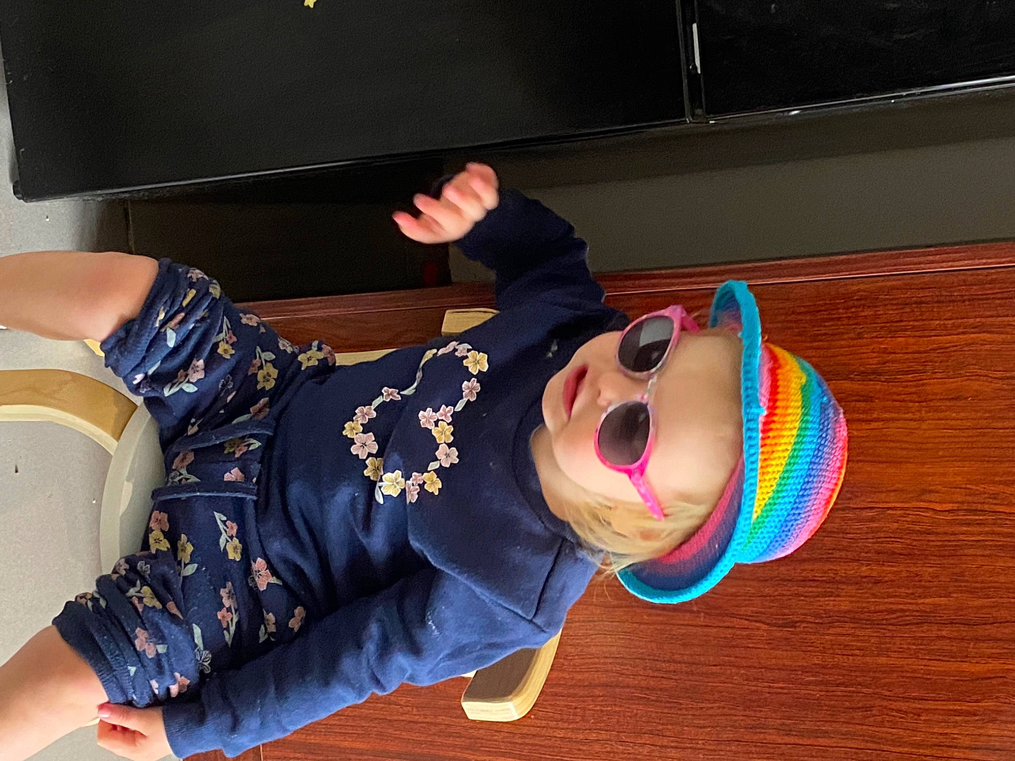 Odette joined the competition — help win amazing prizes! animation, costume, elbow, entertainment, eyewear, fashion_accessory, flooring, fun, happy, hat, human_leg, humour, knee, party_supply, person, smile, sun_hat, thigh, thumb, wood