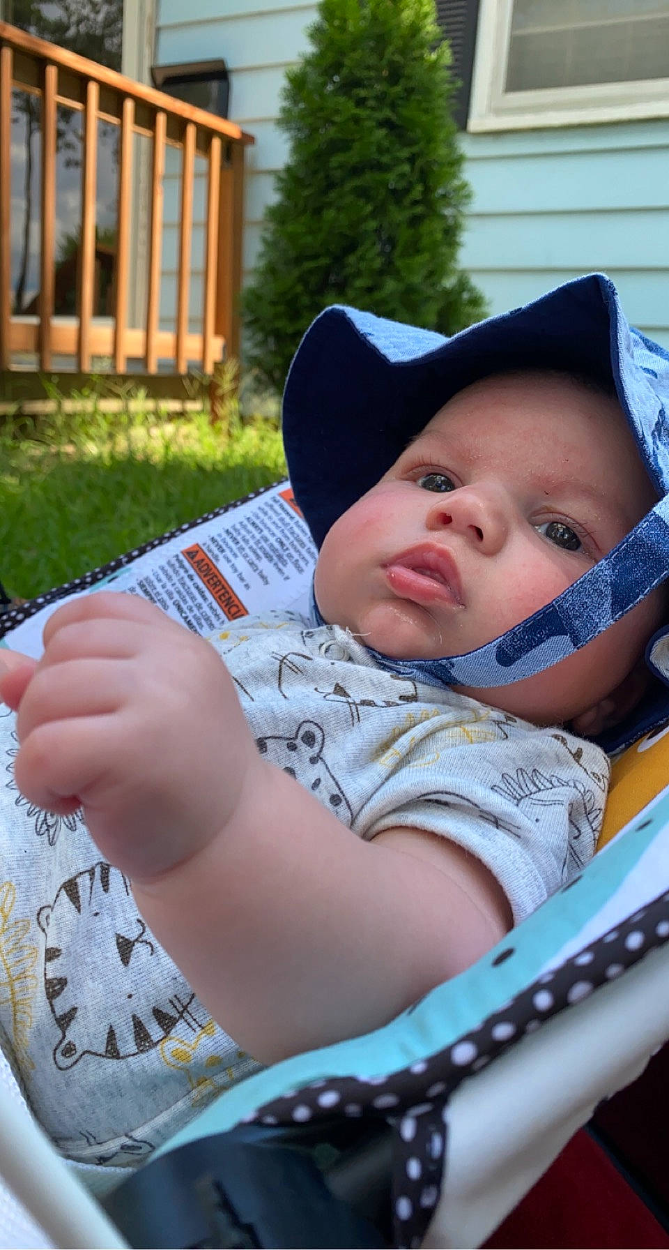 Eddie joined the competition — help win amazing prizes! baby, baby_products, baby_toddler_clothing, cap, child, comfort, cool, fashion_accessory, fun, grass, happy, hat, leisure, pattern, person, sitting, skin, sun_hat, toddler, tree