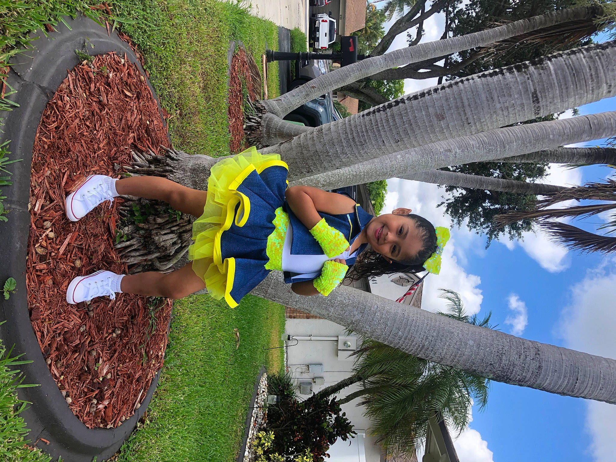 Brianna is registered to the contest to win money with this photo: adaptation, arecales, botany, cloud, fun, grass, green, joy, leaf, leisure, nature, palm_tree, people_in_nature, person, plant, pole, shrub, sky, soil, spring