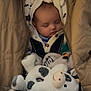 Jaxon joined the competition — help win amazing prizes! baby, sleeping, plush_toy, cow_toy, blanket, jacket, child, cute, cozy, infant, face, peaceful, warm, soft, comfort, hood, button, cuddly, portrait, rest