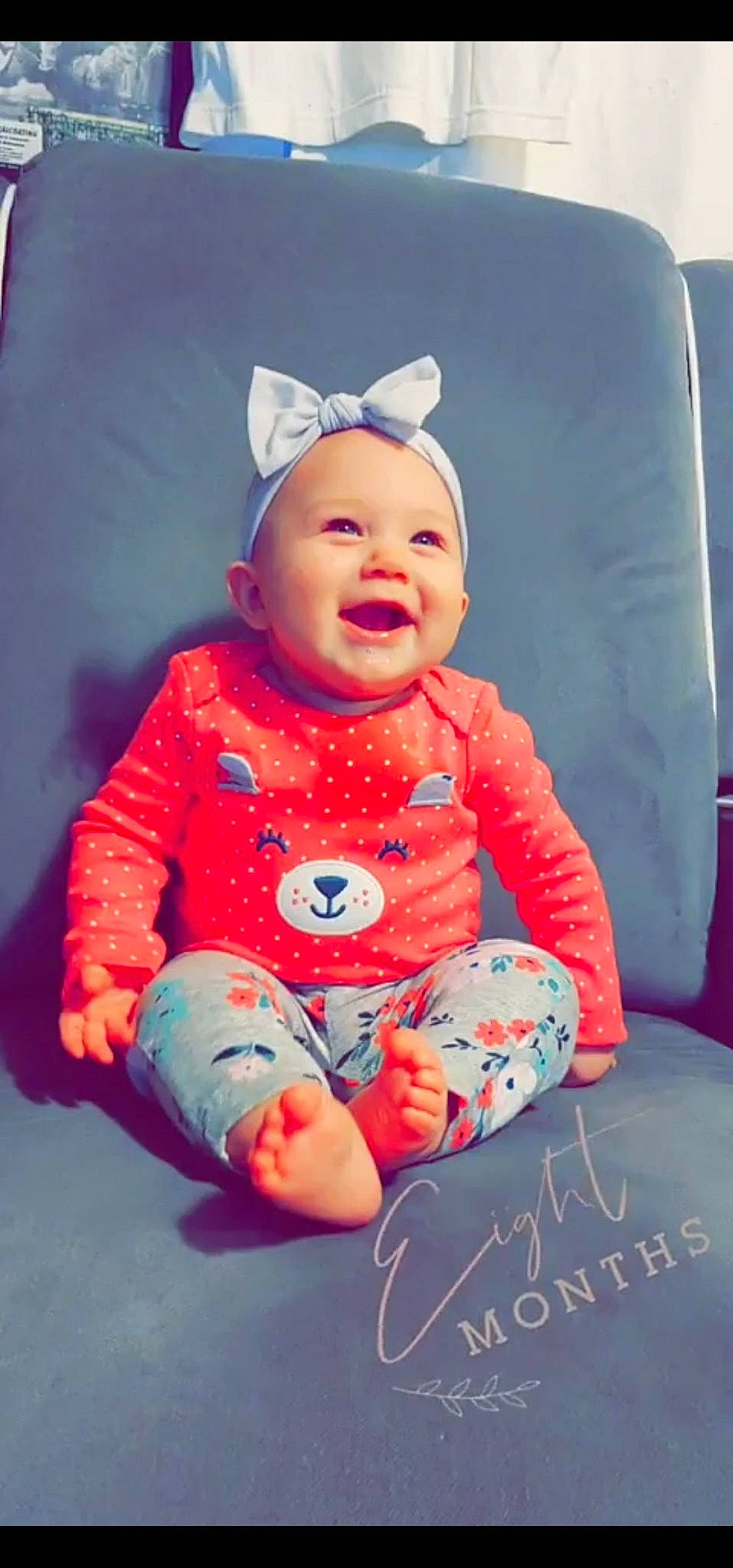 Lillian Analiese joined the competition — help win amazing prizes! baby, baby_laughing, baby_toddler_clothing, blue, cap, child, face, facial_expression, fun, happy, headwear, human_body, magenta, mammal, person, pink, product, purple, skin, sleeve