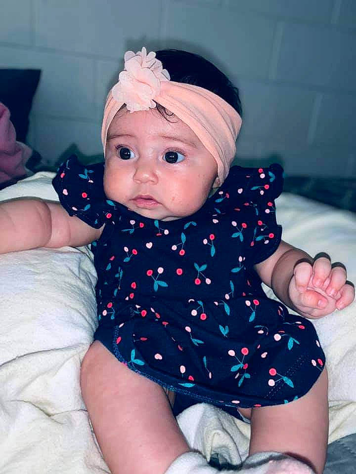 Lorraine joined the competition — help win amazing prizes! baby, baby_products, baby_toddler_clothing, cheek, child, eye, face, head, headgear, headwear, lip, person, polka_dot, skin, smile, toddler