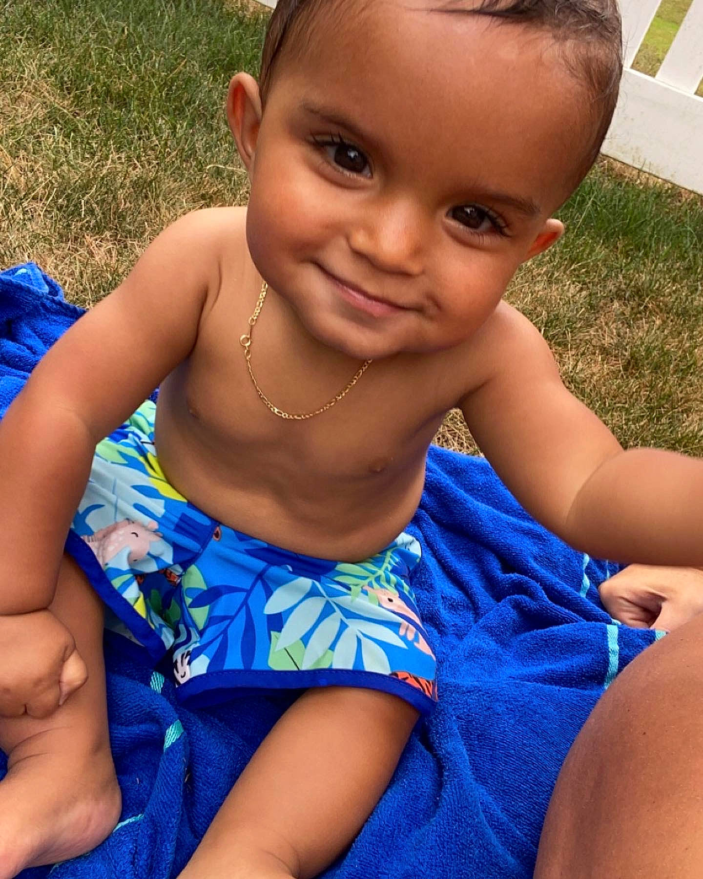 Benjamin joined the competition — help win amazing prizes! azure, baby_toddler_clothing, blue, eye, facial_expression, finger, fun, grass, hairstyle, happy, joint, joy, leaf, leisure, lip, neck, person, photograph, shoulder, skin