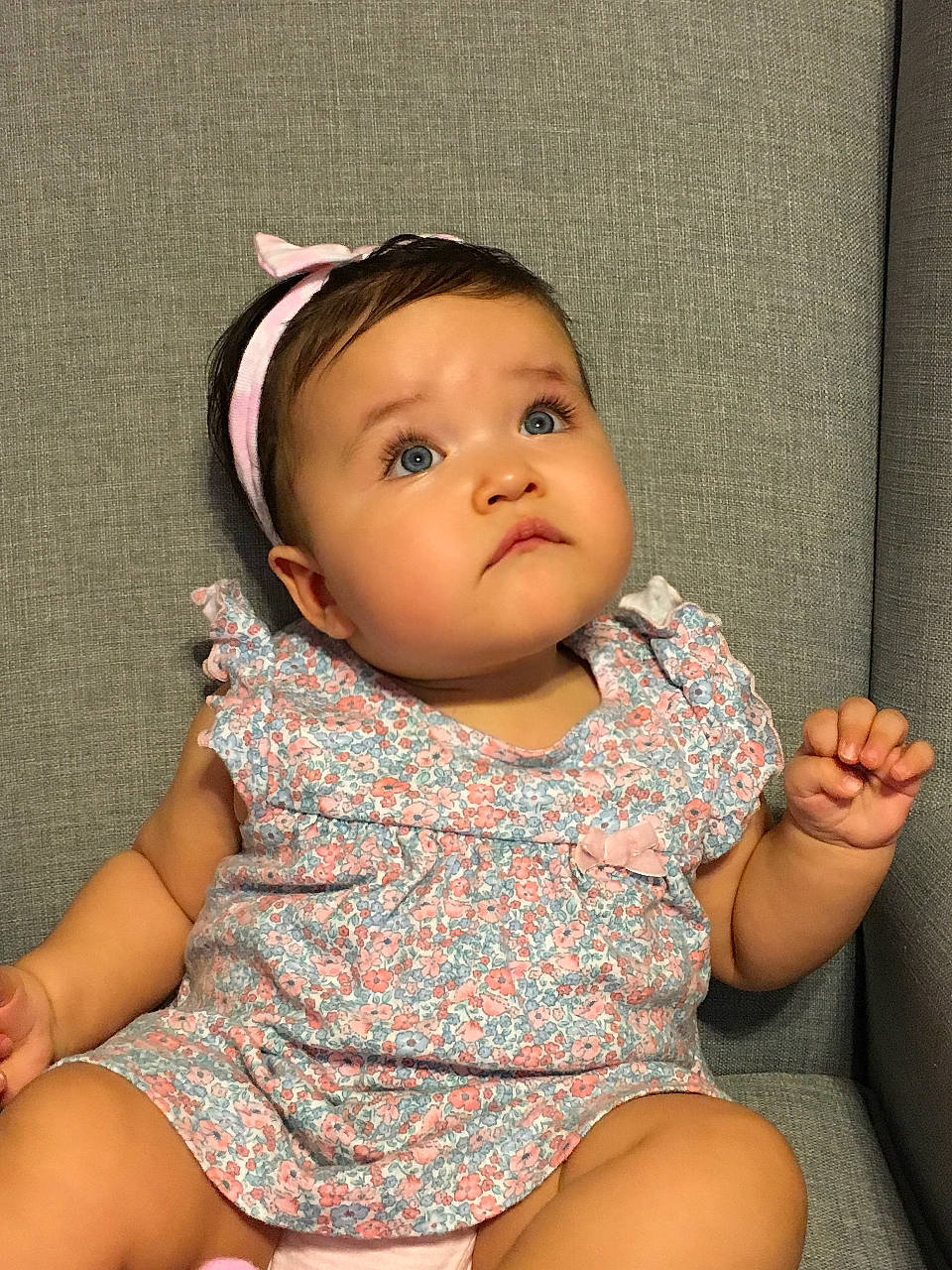 Kiera is registered to the contest to win money with this photo: baby, baby_toddler_clothing, cheek, chest, chin, eye, face, finger, hair, happy, head, iris, leg, lip, mouth, neck, nose, person, skin, sleeve