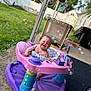 Hazelee joined the competition — help win amazing prizes! baby, walker, bubbles, outdoor, porch, grass, fence, toy, happy, smiling, child, play, colorful, seat, sunlight, summer, plastic, foot, person, home