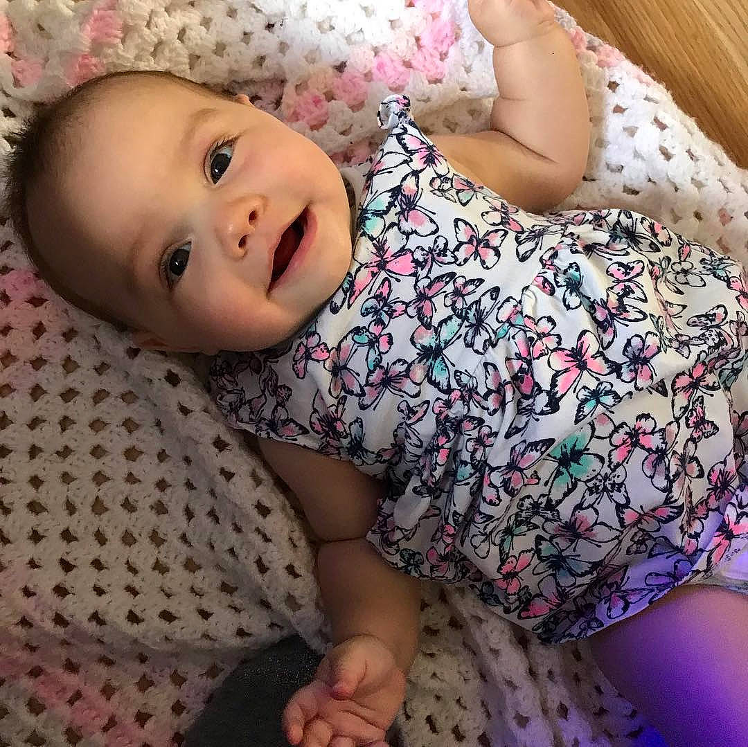 Layla-rose joined the competition — help win amazing prizes! baby, baby_products, baby_toddler_clothing, beauty, cheek, child, dress, eye, face, happy, head, mouth, nose, pattern, person, pink, skin, sleeve, smile, toddler