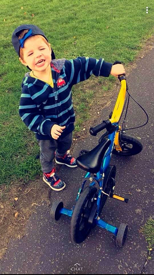 Liam joined the competition — help win amazing prizes! bicycle, bicycle_accessory, bicycle_wheel, bicycles_equipment_and_supplies, bmx_bike, child, cycling, freestyle_bmx, person, play, recreation, riding_toy, sports_equipment, toddler, training_wheels, tricycle, vehicle, wheel