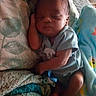 Trace'Ion joined the competition — help win amazing prizes! baby, blanket, blue_onesie, child, cozy, cute, face, foot, hand, head, indoors, infant, newborn, peaceful, portrait, resting, sleeping, small, soft, toddler