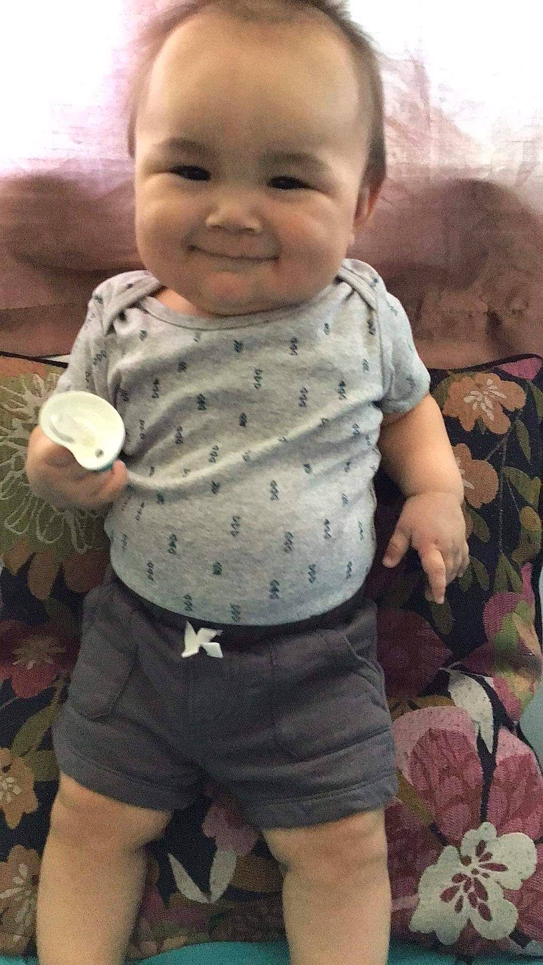 Jordan joined the competition — help win amazing prizes! baby, baby_toddler_clothing, cheek, cool, eye, finger, hand, happy, human, joy, mouth, nose, people, person, photograph, pink, shorts, skin, sleeve, smile