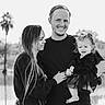 family, child, woman, man, smile, portrait, black_and_white, outdoor, lake, trees, palm_trees, dress, tutu, happy, people, parent, childhood, love, together, nature