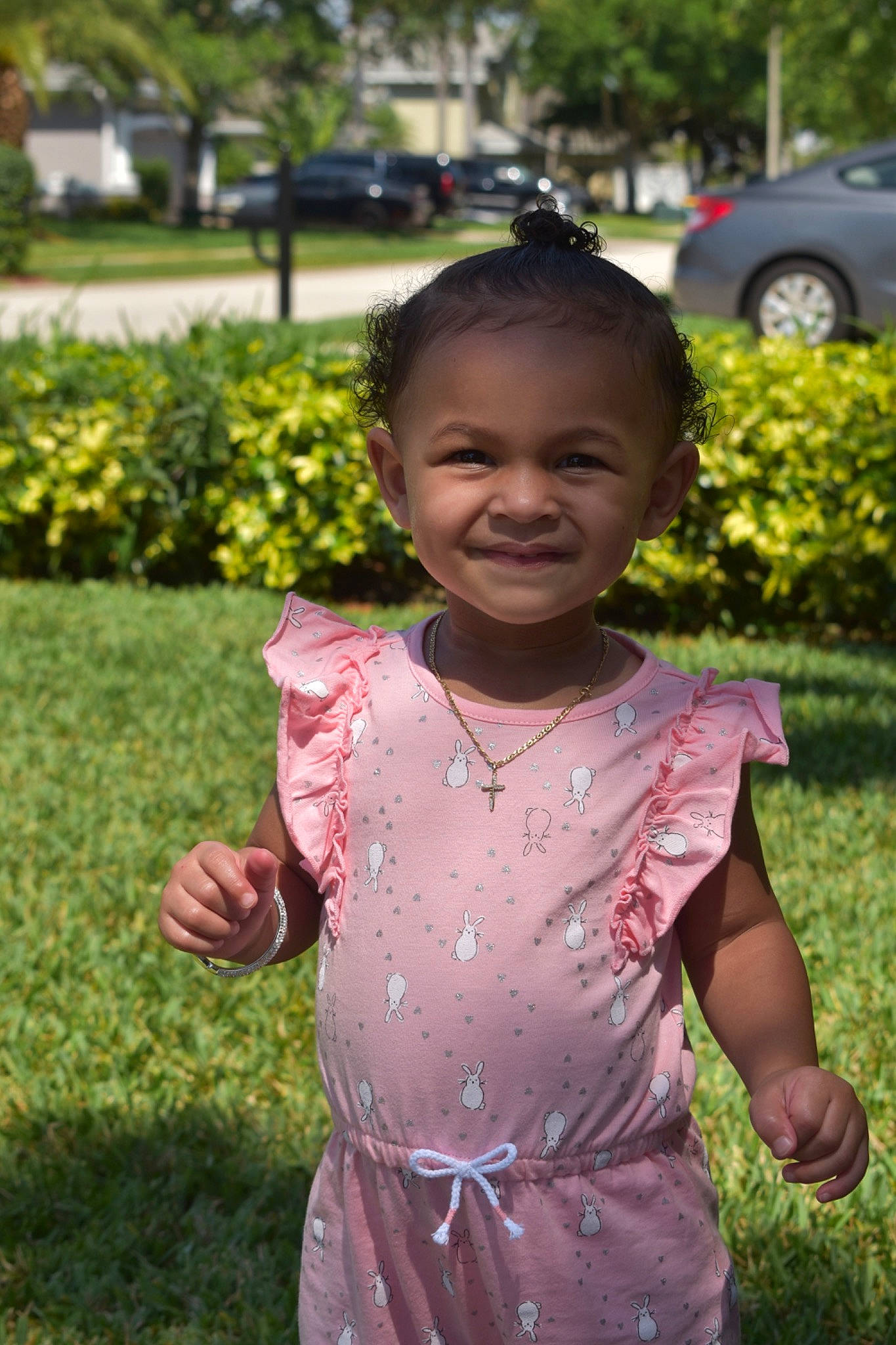 Taliyah joined the competition — help win amazing prizes! adaptation, child, dress, flower, fun, grass, happy, joy, person, pink, plant, skin, smile, summer, toddler