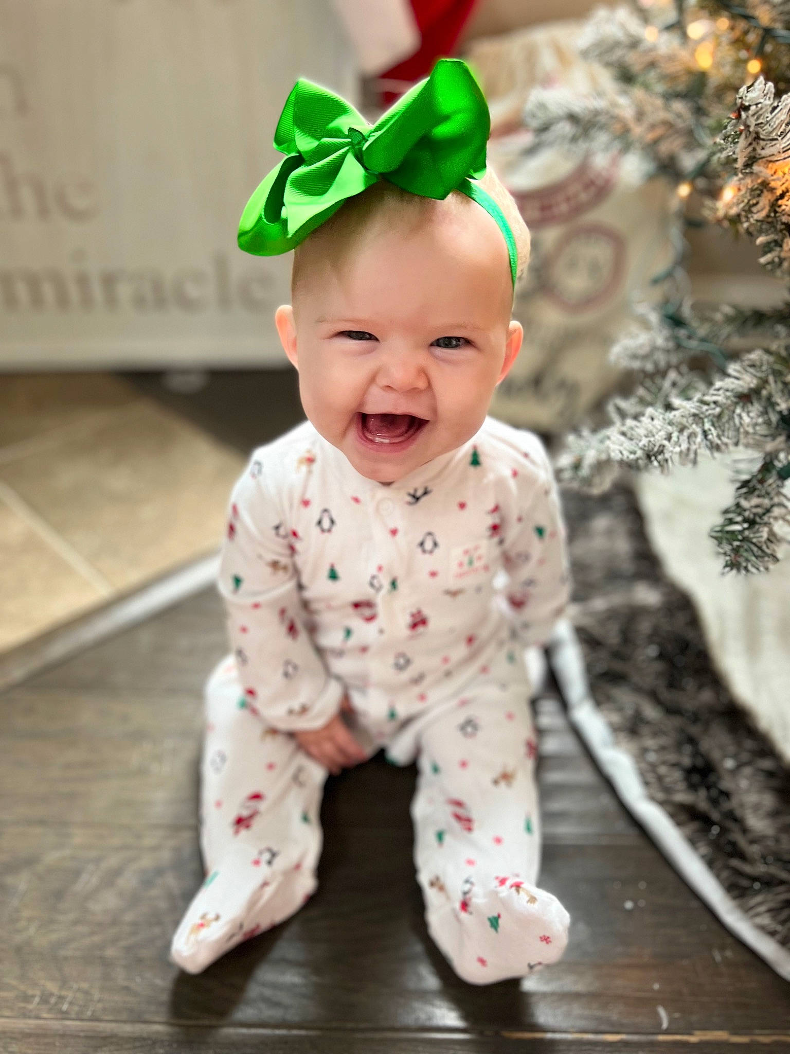 Palmer is registered to the contest to win money with this photo: baby, baby_toddler_clothing, cap, child, clothing, costume, costume_hat, event, face, fun, green, happy, head, holiday, human_body, outerwear, pattern, person, sleeve, smile