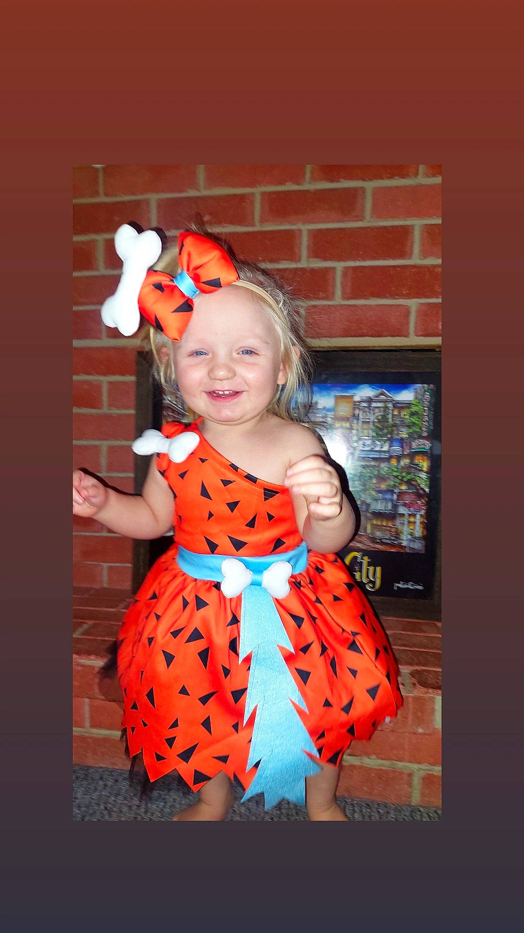 Ariel is registered to the contest to win money with this photo: baby, baby_toddler_clothing, child, day_dress, dress, entertainment, flash_photography, fun, happy, joy, magenta, one_piece_garment, orange, pattern, peach, person, polka_dot, portrait_photography, sleeve, smile