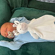 Austin joined the competition — help win amazing prizes! newborn, baby, sleeping, pacifier, stuffed_animal, blue_clothing, blanket, green, plush, cuddly, soft, infant, cute, peaceful, resting, indoors, child, head, face, toy