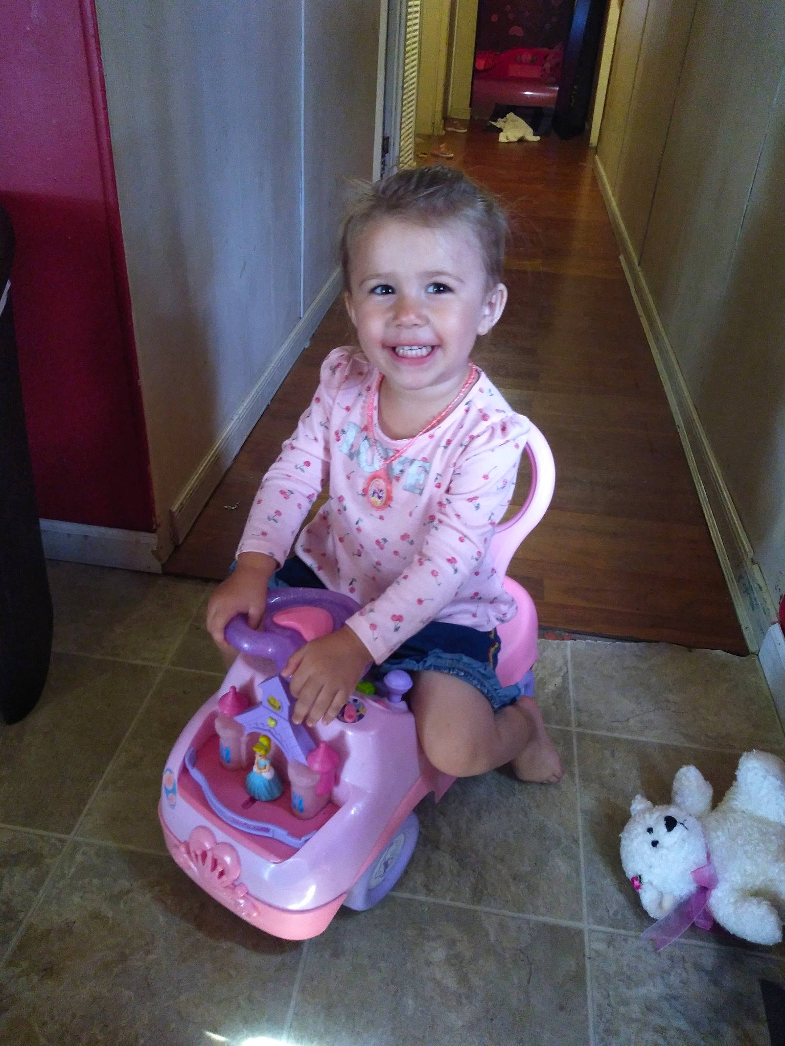 Natalie joined the competition — help win amazing prizes! baby, baby_toddler_clothing, beauty, cheek, child, door, floor, flooring, fun, happy, human_body, joy, magenta, mouth, person, pink, purple, sitting, skin, smile