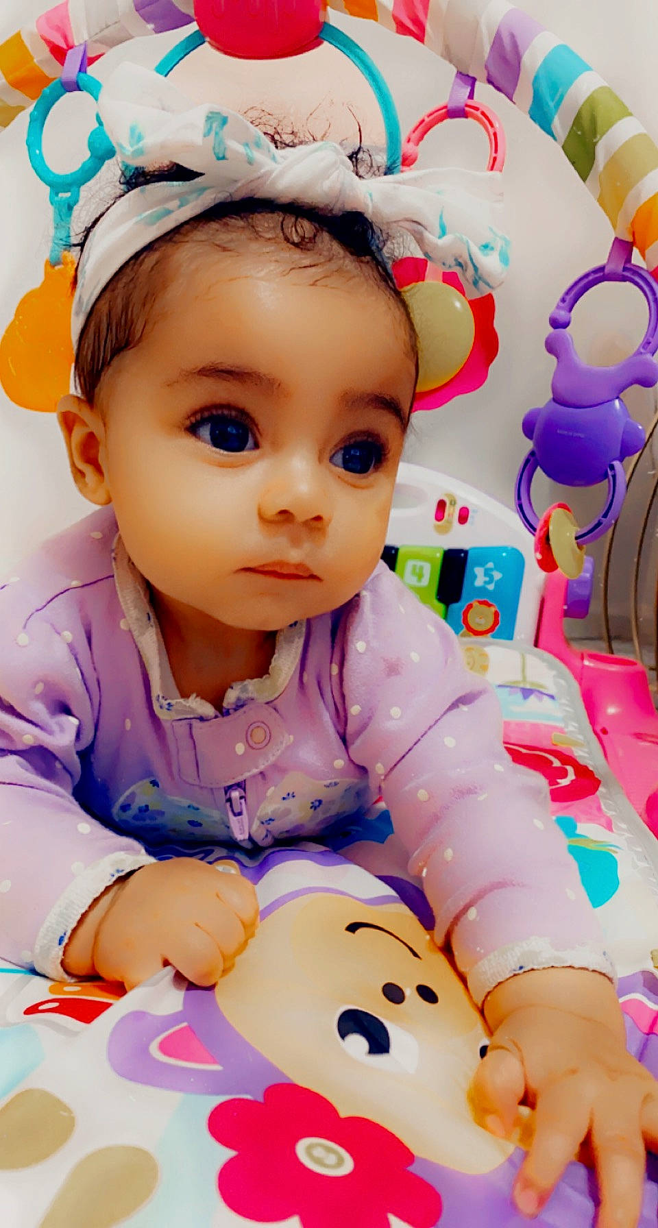 Isabella joined the competition — help win amazing prizes! baby, baby_playing_with_toys, baby_toddler_clothing, beauty, cheek, child, event, eyelash, facial_expression, fun, happy, human, magenta, people, person, pink, product, skin, toddler, toy