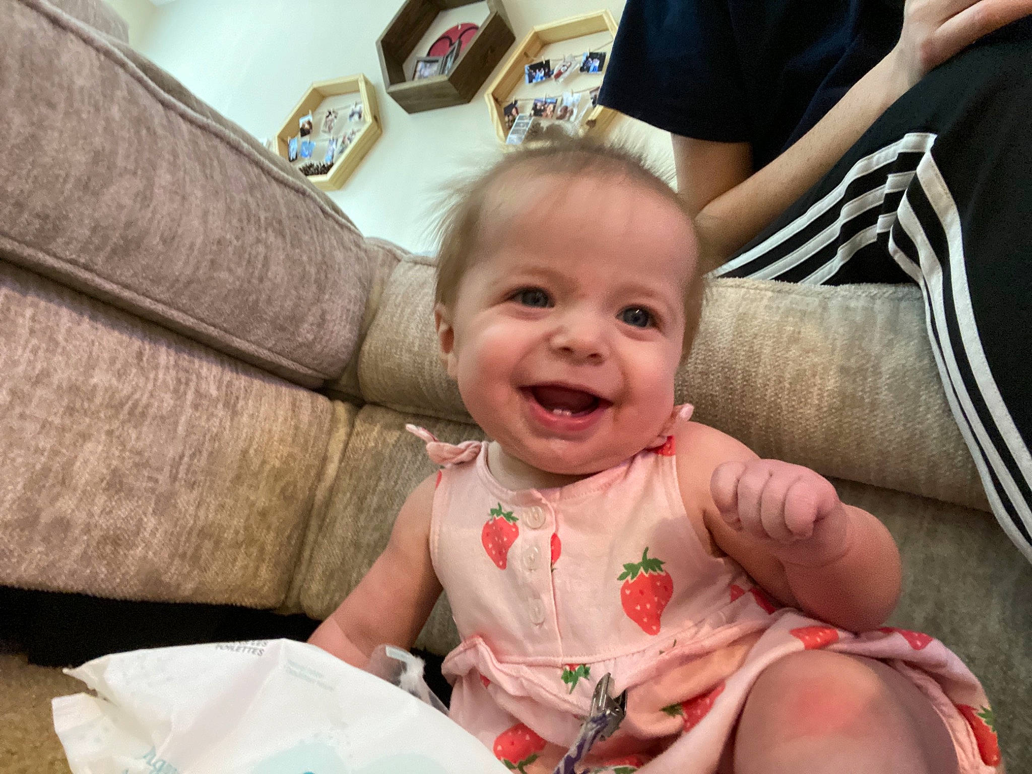 Sparkle joined the competition — help win amazing prizes! baby, baby_toddler_clothing, cheek, comfort, eye, face, facial_expression, finger, fun, gesture, hairstyle, happy, head, human, joy, lap, mammal, mouth, person, skin