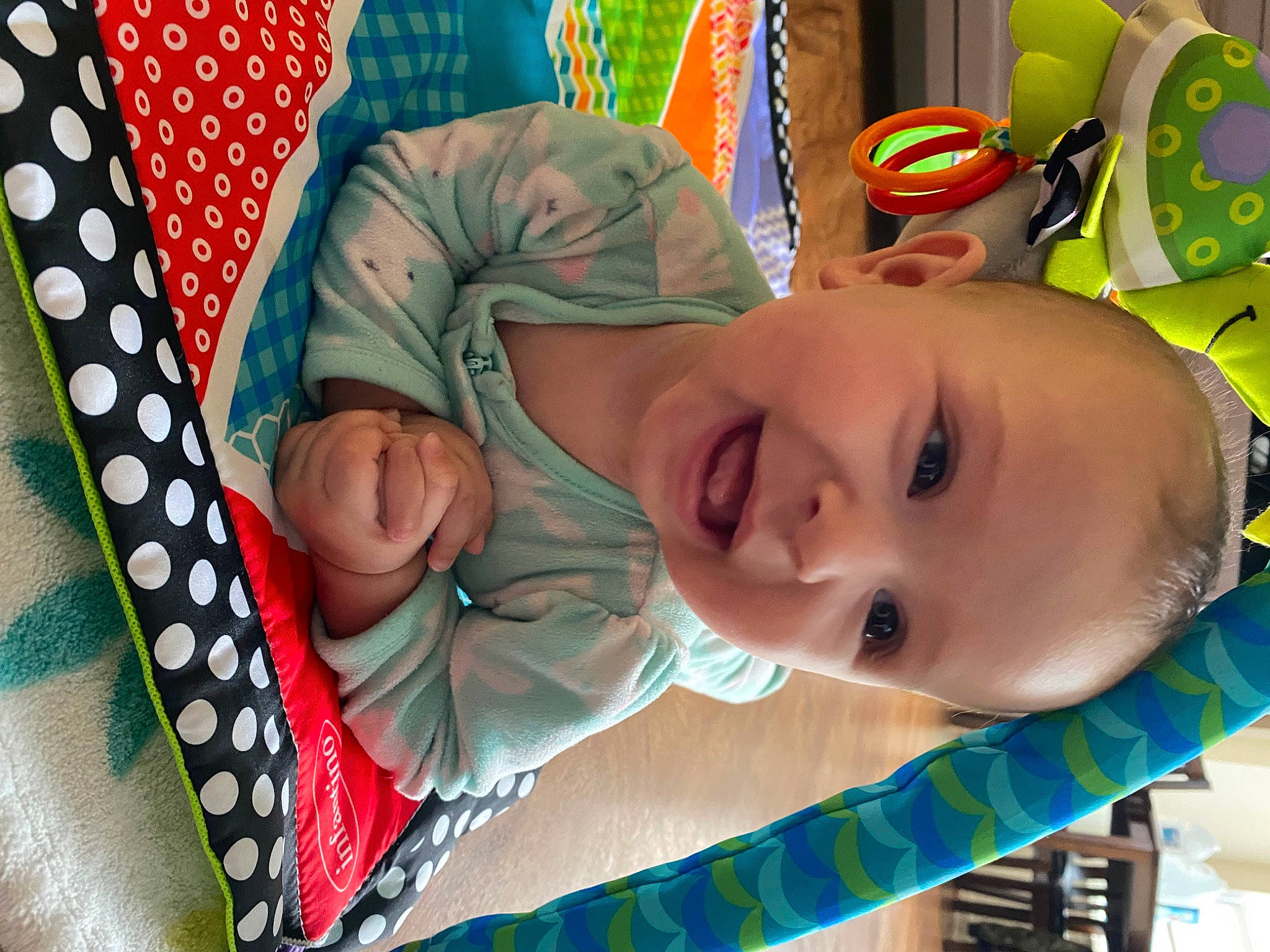 Gracelynn joined the competition — help win amazing prizes! baby, baby_products, baby_toddler_clothing, child, comfort, fashion_accessory, flag, fun, green, happy, leisure, linens, nose, pattern, person, play, smile, toddler, tree, vacation